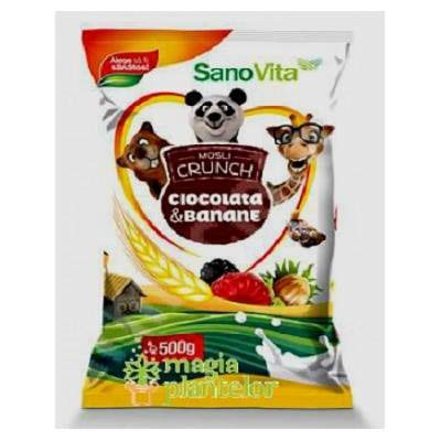 Musli Crunch, ciocolata cu banane, 500 g, Sanovita