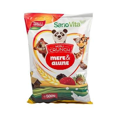 Musli crunch cu mere si alune, 500 g, Sanovita