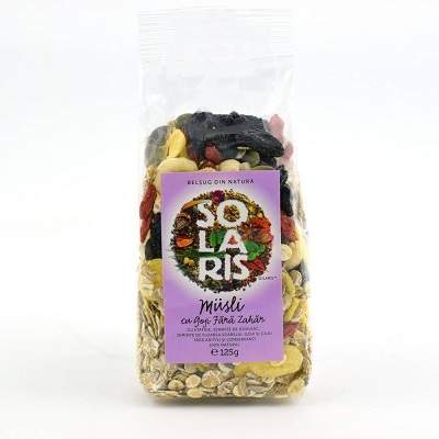 Musli cu goji, fara zahar, 125 g, Solaris