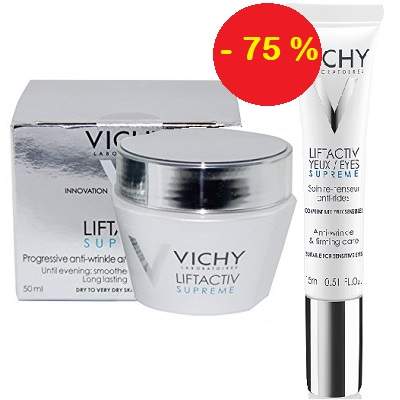 Oferta Pachet Crema de zi ten uscat si Crema de ochi Supreme Liftactiv, Vichy