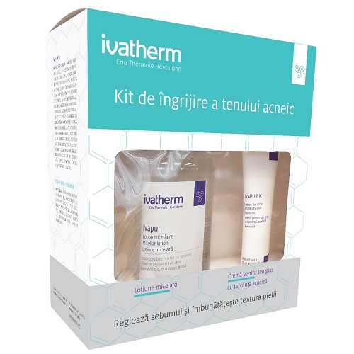 Oferta Pachet Ivapur K ingrijire ten acneic Crema si Lotiune Micelara, Ivatherm