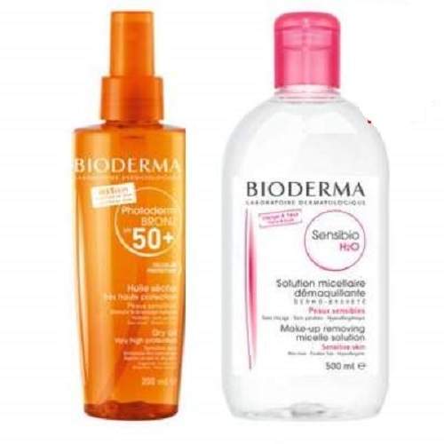 Pachet Ulei Bronzant - Photoderm Bronz Brume SPF50, 200ml si Lotiune micelara - Sensibio H2O, 500 ml, Bioderma