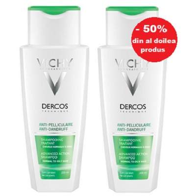 Pachet Sampon anti-matreata scalp sensibil Dercos Sensitive, 1+1, Vichy