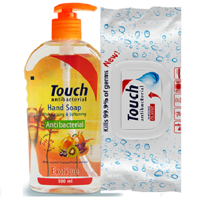 Oferta Pachet Sapun antibacterial Exotique, 500ml, Touch