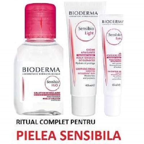 Oferta Pachet Sensibio Legere 40ml, Contur de ochi 15ml si Solutie micelara H2O 100ml, Bioderma