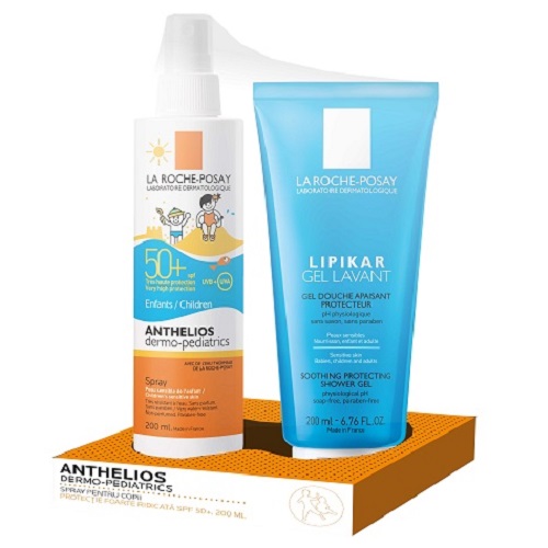 Oferta Pachet Spray protectie solara copii SPF50+ Anthelios si Lipikar Gel Cadou, La Roche Posay