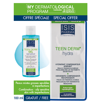 Pachet Teen Derm Hydra, 40 ml si Teen Derm Gel Sensitive, 100 ml, IsisPharma