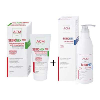 Pachet Crema Sebionex Trio, 40 ml + Cadou Gel de curatare Sebionex, 200 ml, Acm