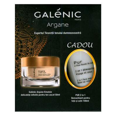 Pachet Emulsie delicatete infinita cu ulei de argan hranirea tenului uscat + Cadou Demachiant pentru fata si ochi, Galenic