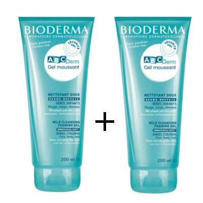 Pachet Gel spumant ABCDerm, 200 ml, Bioderma (1+1 Cadou)