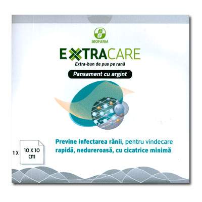 Pansament cu argint Extracare, 10x10 cm, Biofarm