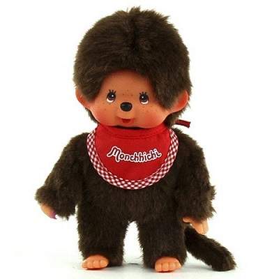 Papusa Baietel cu Bavetica Rosie, +3 ani, 20cm, 255010, Monchhichi