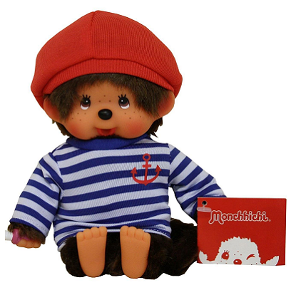 Papusa Baietel cu bluza si basca, +3 ani, 20cm, 200730, Monchhichi