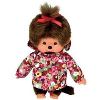 Papusa fetita cu parka inflorata, +3 ani, 20 cm, Monchhichi