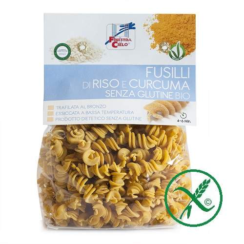 Paste Bio fara gluten Fusilli din orez si turmeric, 250 g, La Finestra sul Cielo