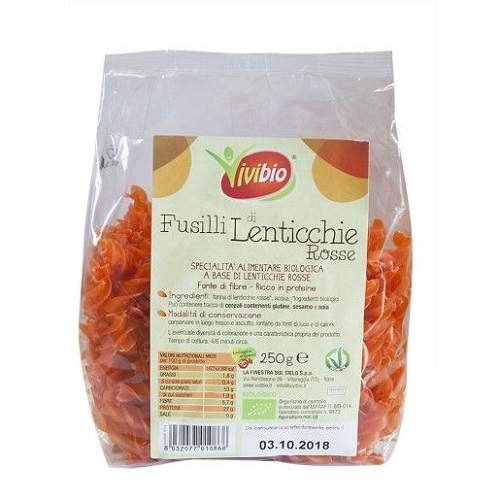 Paste Fusilli din linte, 250 g, ViviBio