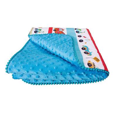 Patura cu 2 fete cars blue, 75x80 cm, Gluck