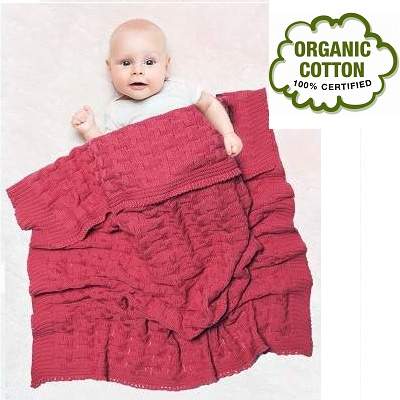 Paturica din bumbac Organic Eden Poppy Red, 70x90cm, 02144701, Wallaboo