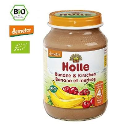 Piure Bio cu banane si cirese, 190 g, Holle Baby Food