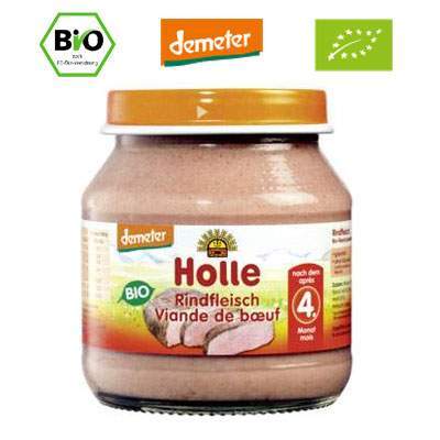 Piure Bio cu carne de vita, Gr. 4 luni, 125 g, Holle Baby Food