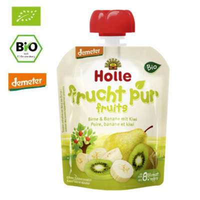 Piure Bio de fructe pere, banane si kiwi, Gr. 8 luni, 90 g, Holle Baby Food