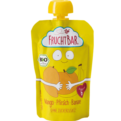 Piure Bio de Mango, Piersici si Banane, +6luni, 100 g, Frucht Bar