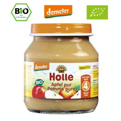 Piure Bio de mere, Gr. 4 luni, 125 g, Holle Baby Food