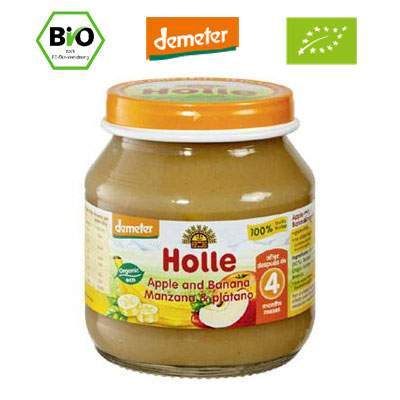 Piure Bio de mere si banane, 125 g, Holle Baby Food