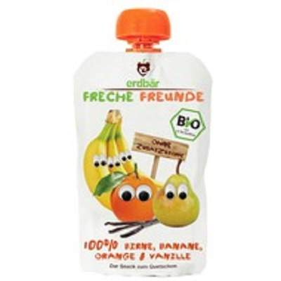 Piure Bio din pere, banane, portocale si vanilie, 100 g, Freche Freunde