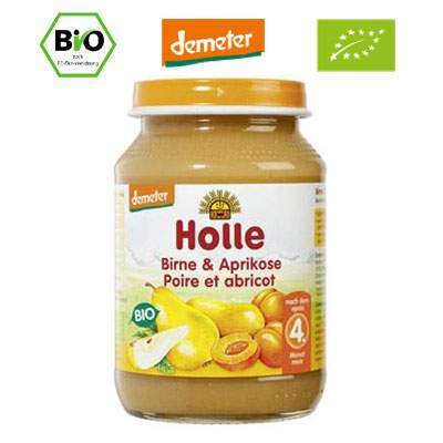 Piure Bio de pere si caise, 190 g, Holle Baby Food