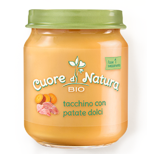 Piure Bio din curcan si cartofi dulci, 110 gr, Cuore Di Natura