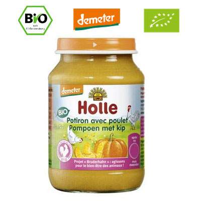 Piure Bio din dovleac si pui, Gr. 6 luni, 190 g, Holle Baby Food