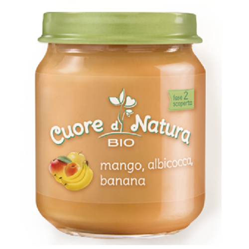 Piure Bio din mango, caisa si banana, 110 gr, Cuore Di Natura