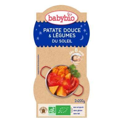 Piure Bio meniu din cartofi dulci si legume, +8luni, 2X200g, BabyBio