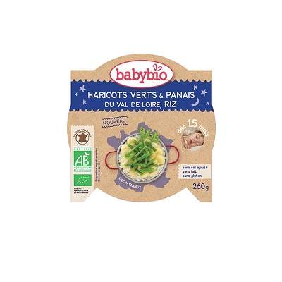 Piure Bio Meniu din fasole verde, pastarnac si orez, +15luni, 260g, BabyBio