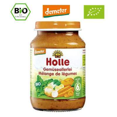 Piure Bio mix de legume, +6luni, 190 g, Holle Baby Food