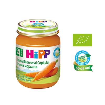 Piure Bio Primul morcov al copilului, Gr. 4 luni, 125 g, Hipp