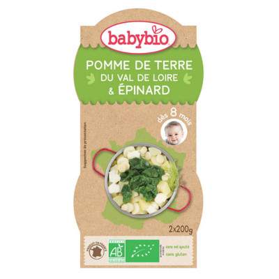 Piure de cartofi si spanac, Gr. 8 luni, 2x200 g, Babybio