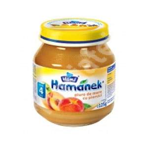 Piure de mere si piersici Hamanek, Gr. 4 luni, 125 g, Hame