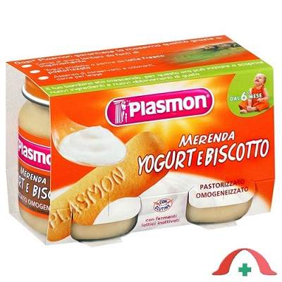 Piure din iaurt cu biscuiti, +6 luni, 2x120 g, Plasmon