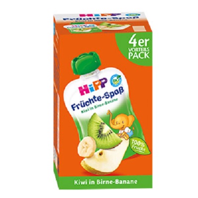 Piure din kiwi, para si banana Fruit Fun, +12luni, 4x90 g, Hipp