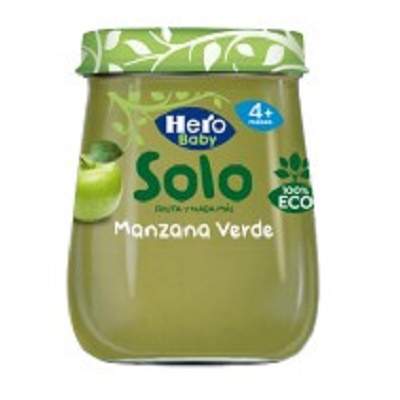 Piure ecologic de mere verzi Solo, +4luni, 120g, Hero Baby