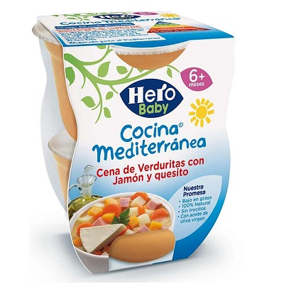 Piure Meniu Legume cu sunca si branza, 2 x 200 g, Hero Baby