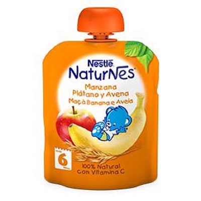 Piure Naturnes cu mar, banana si ovaz, +6luni, 90g, Nestle