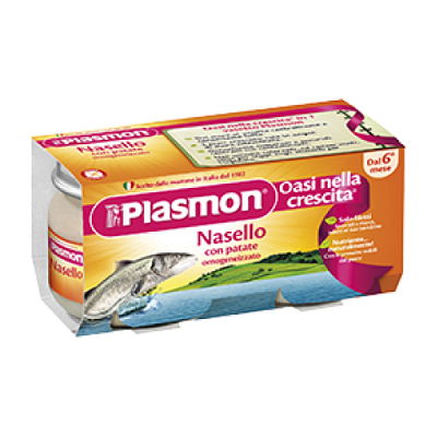 Piure omogenizat din merluciu si cartofi, +6luni, 2x80g, Plasmon