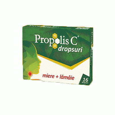 Propolis C miere si lamaie, 16 drajeuri, Fiterman