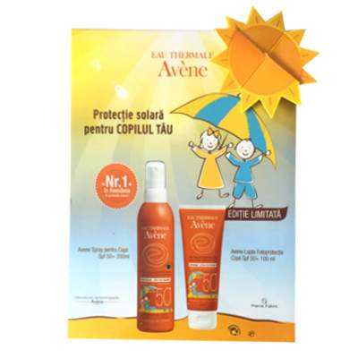 Protectie solara Spray SPF 50+, 200 ml + Lapte fotoprotectie SPF 50+ Avene, 100 ml, Pierre Fabre