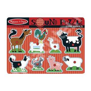 Puzzle din lemn cu sunete de animale de la ferma, MD0726, Melissa&Doug