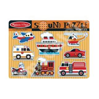 Puzzle din lemn cu sunete de vehicul, MD0725, Melissa&Doug