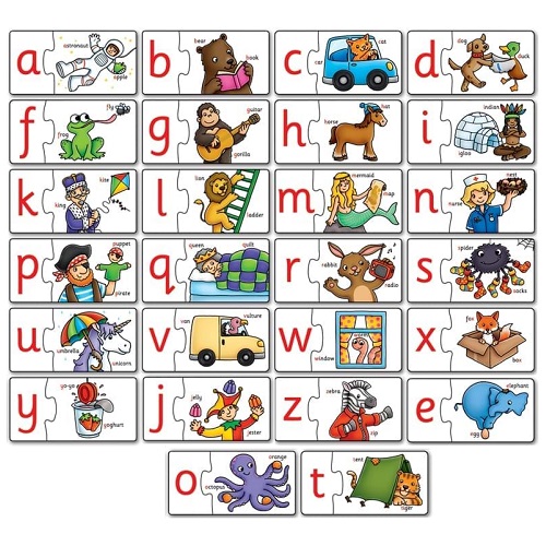 Puzzle in limba engleza Invata Alfabetul prin asociere, Orchard Toys